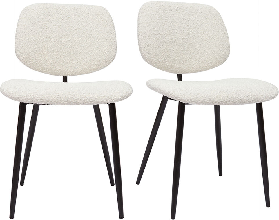 Miliboo Stühle aus weißem Stoff mit Bouclé-Wolleffekt und schwarzem Metall (2er-Set) TOBIAS