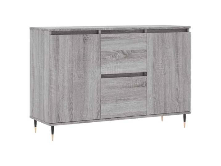 Fisinber Sideboard Grau Sonoma 101,5x35x70 cm Kommode mit Eisenbeinen Vielseitige Flurkommode für Wohnzimmer und Schlafzimmer, robuste Beine aus Eisen, stilvolle Holzoptik für Dekoration.