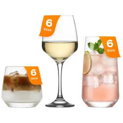 LAV Softdrink-Wasser-Set mit Fuß aus Glas-18-teiliges