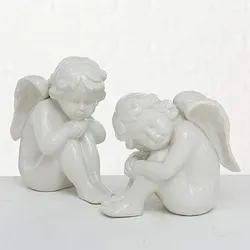 Dekofigur Engel sitzend Porzellan weiß H.24 cm Stückpreis