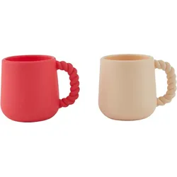 Mellow Kinderbecher, beige und rot, 2 St.