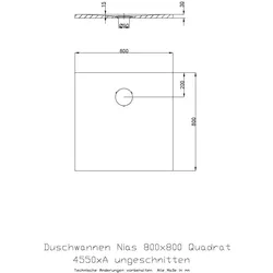 Hoesch Duschwanne Nias 800x800x30 strukturierte Oberfläche 4550xA.715