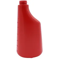 Sprühflasche ohne Sprühkopf rot Leerflasche 600 ml mit Milliliter-Skalierung und transparenter Niveaulinie