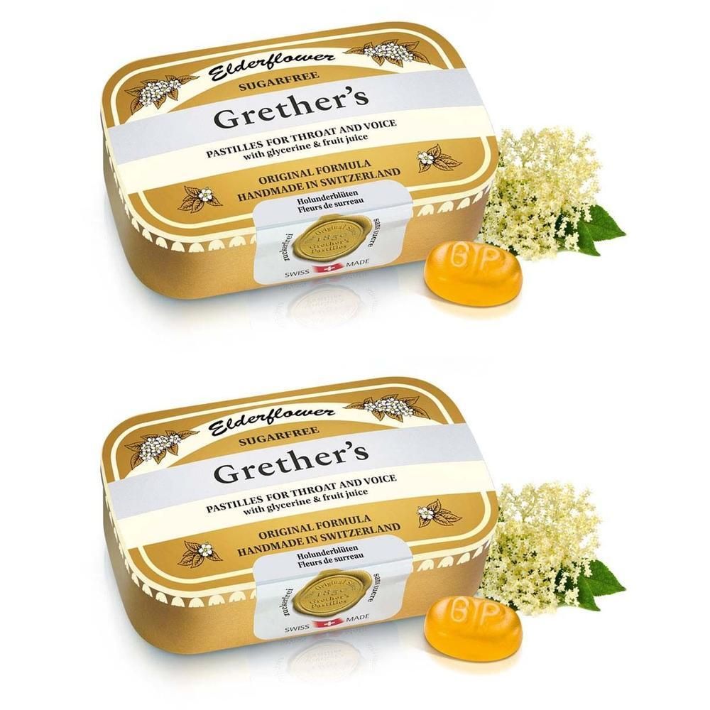 Grethers Elderflower zuckerfrei Pastillen 2x 2x110 g