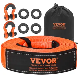 VEVOR Abschleppgurt-Bergeset, 16329 kg, Abschleppseil mit Aufbewahrungstasche & 19 mm D-Ring-Schäkel, Notfall-Hochleistungsgurt für SUVs, Pickups, LKWs, Boote, Geländefahrzeuge, 76,2 mm x 9,1 m