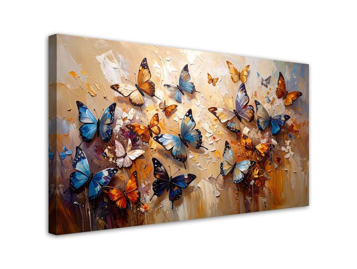 Feeby Leinwandbild Bunte Schmetterlinge 100x50cm, Beige, Tiere, Rechteckig, 100x50 cm, Bilder & Rahmen, Bilder, Leinwandbilder
