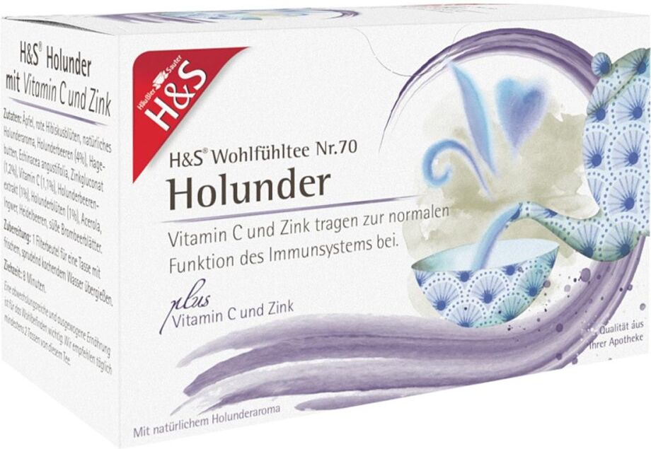 H&S Holunder mit Vitaminen C und Zink Filterbeutel 20X2.5g