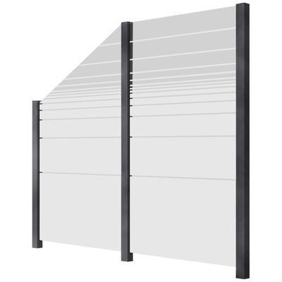 Zaun STAKET PRO, grau, Pfosten: 3 Stk., Aluminium, Glas, Zaunelemente, Glaszaun, Gesamtlänge: 2,29 m, 3 Pfosten