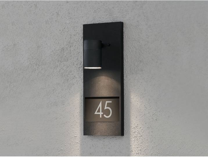 Konstsmide Modena Number schwarz lackiertes Aluminium, klares Glas, Reflektor 7655-750