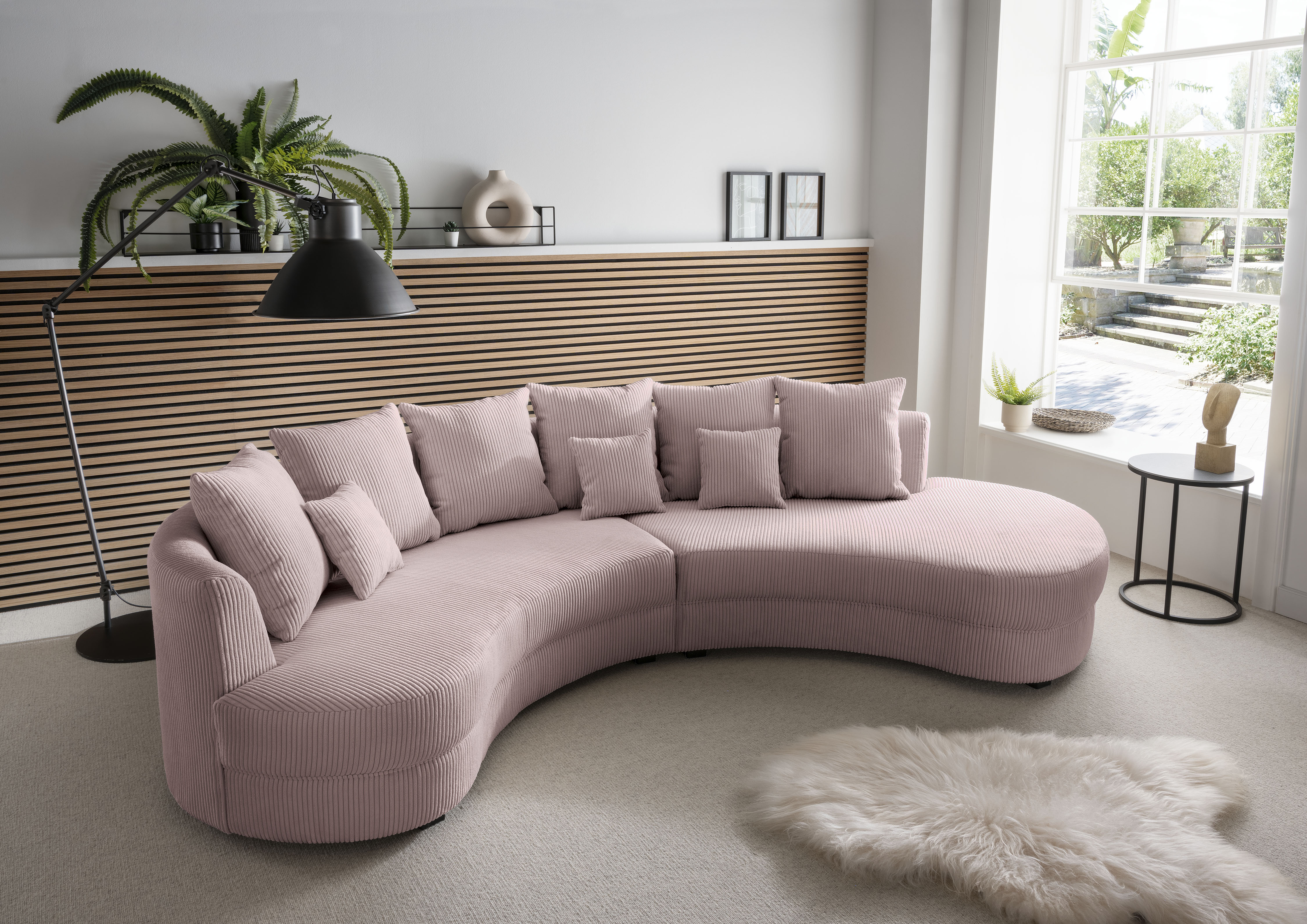 Ecksofa HOME AFFAIRE "Limoncello modern & bequem, organische Formensprache", rosa, B:255cm H:94cm T:160cm, 93% Polyester, 7% Polyamid, Sofas, Ecksofa, zwei verschiedene Fußfarben wählbar
