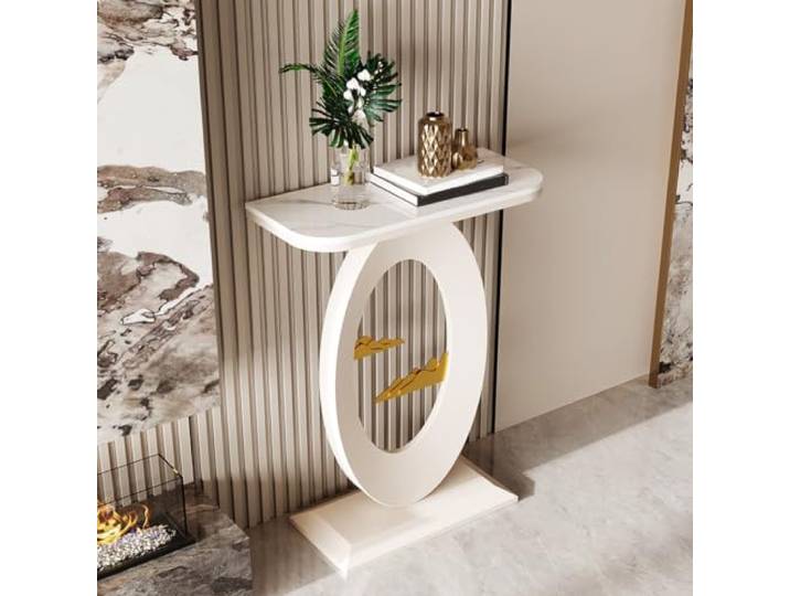 ZSCNYHMT Konsolentisch für Eingangsbereich aus Sinterstein mit Eisenrahmen Wasserabweisende Oberfläche, einfache Reinigung, stabile Tragkraft, für Flur und Wohnzimmer(B,80cm/31.5in)