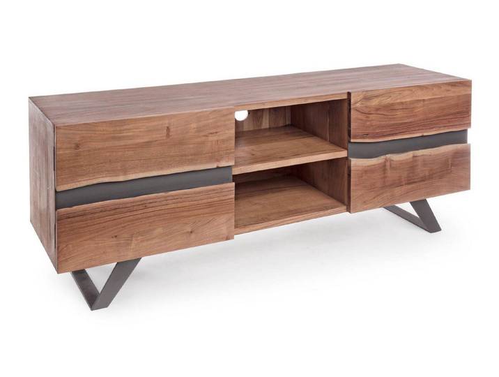 Feeling4Home TV-Board Aron aus Akazienholz, 160 cm, Türen mit Magnetverschluss