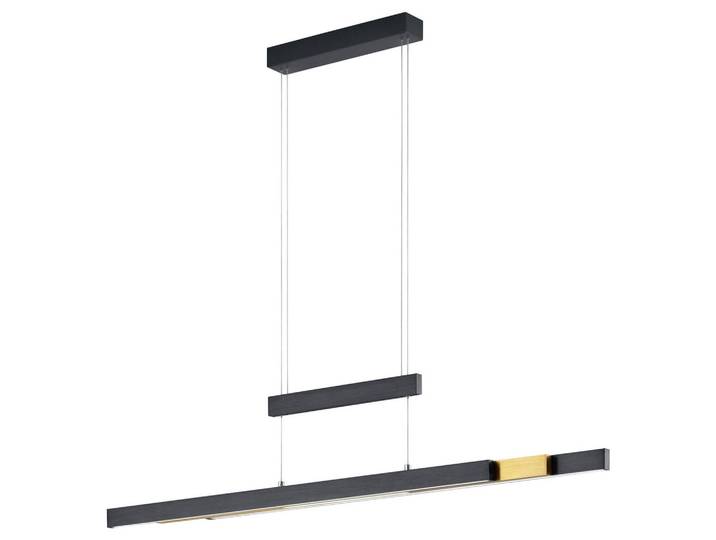 Led-Hängeleuchte Trajan, Schwarz, Messingfarben, Metall, 5.8x95-150x95-150.5 cm, höhenverstellbar, 4-fach schaltbar, ausziehbar, Touch (on/off), Lampen & Leuchten, Innenbeleuchtung, Hängeleuchten, Pendelleuchten