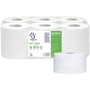 Papernet Toilettenpapier 407574 Bio Tec, 2-lagig, Mini Jumbo, Tissue, 459 Blatt, 12 Rollen