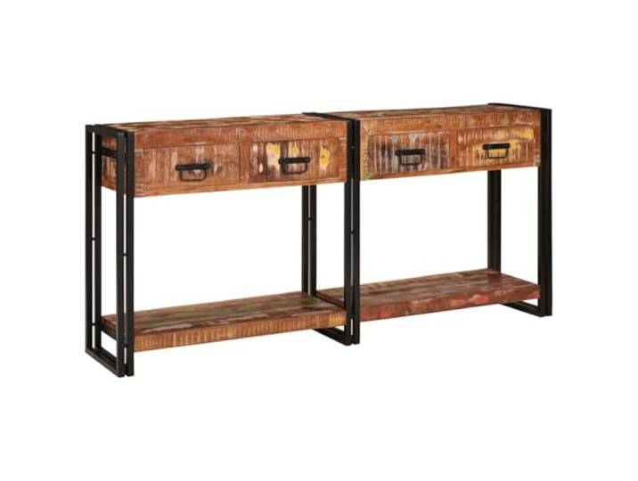 Coespram Rustikaler Konsolentisch 2er Set 161x33x75 cm Mehrfarbig Vielseitiger Beistelltisch mit Schubladen und Ablagen für Flur, Wohnzimmer oder Schlafzimmer. Maximale Belastbarkeit 150 kg.