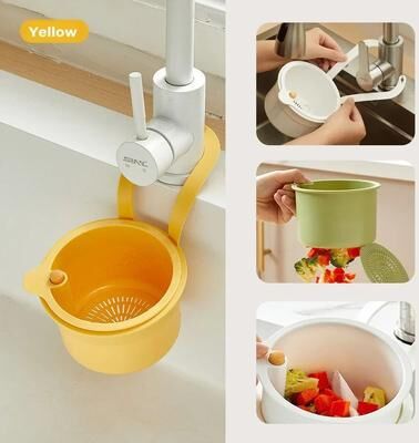 Uplifted Finds 2 In 1 Kitchen Sink Strainer Stopper Hanging Drain Basket yellow