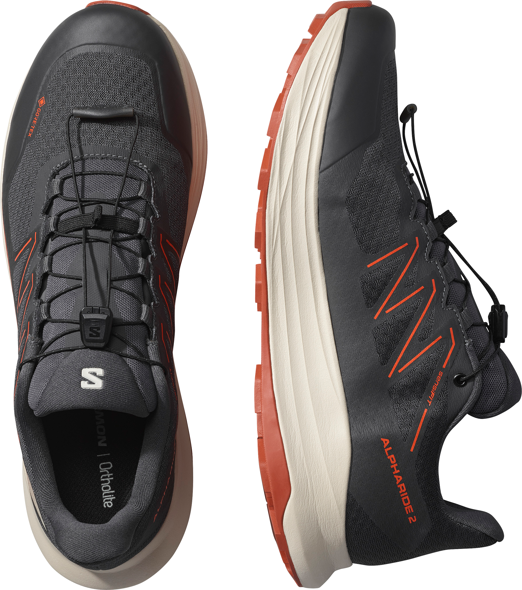 Trailrunningschuh SALOMON "ALPHARIDE 2 GORE-TEX", Herren, Gr. 49, asphalt, arabian spice, rainy day, Synthetik, Textil, Schuhe Trailrunningschuh, wasserdicht asphalt, arabian spice, rainy day 49