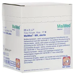 MaiMed Mullkompressen steril 8- lagig 25x2 Stück - 7,5 cm x 7,5 cm 25X2 St
