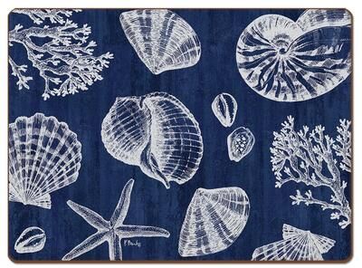 Cala Home Hardboard Placemats - St. Tropez Shells - Set of 4 - 15.5x11.25x.208