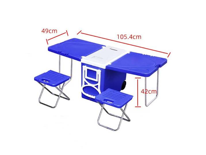 Glacière portable 28L avec table et chaise, boîte de rangement isotherme pour aliments/bière/pique-nique