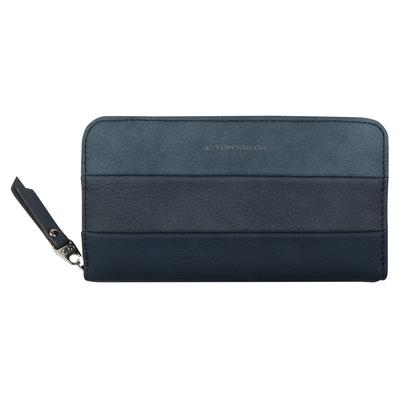 Geldbörse TOM TAILOR "ELLEN Long zip wallet", Damen, blau, Lederimitat, clean, gemustert, gepflegt, mehrfarbig, Kleinlederwaren, im modischen Streifendesign