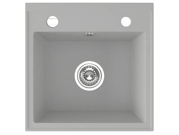 KOLMAN Küchenspüle Einzelbecken T.III Granitspüle, Quadratisch, 44/44 cm, Grau, Space Saving Siphon GRATIS