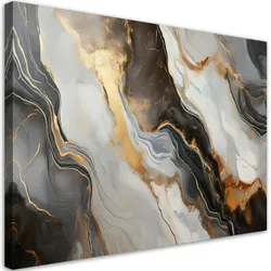 LEINWANDBILD Industrielle Abstraktion aus schwarzem grauem Marmor 100x70cm