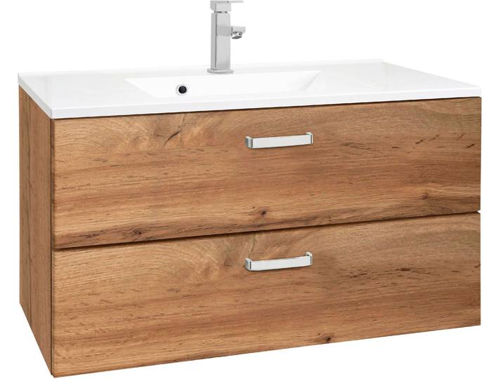 Waschtisch WELLTIME Ravenna , braun (eichefarben, eichefarben), B:90cm H:54cm T:48cm, Waschtische, Waschtisch