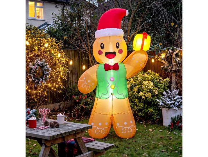 Outsunny Bonhomme Pain d'Épice Gonflable 2,5m LED Extérieur