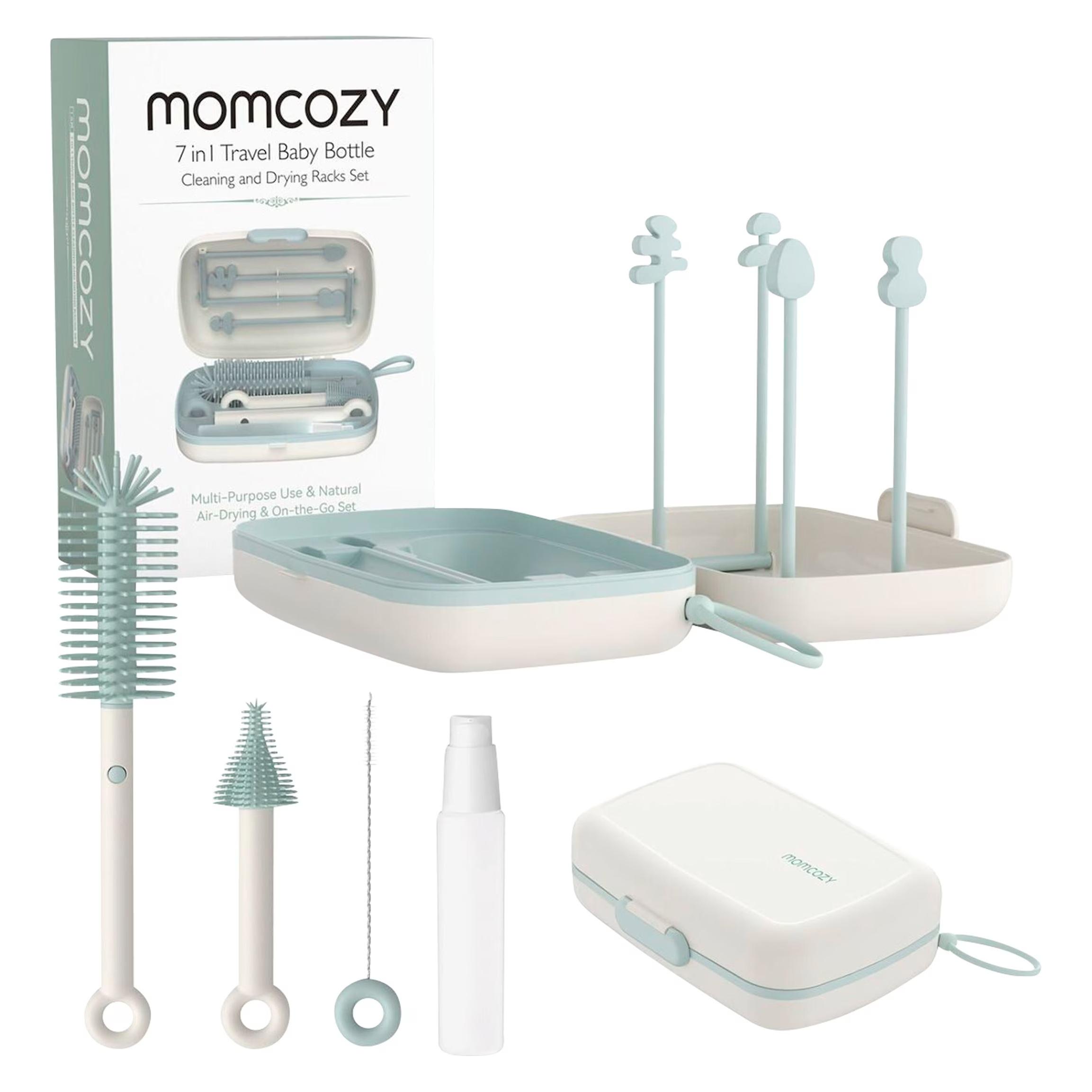 Momcozy 7in1 Portable Bottle Cleaning Brush Set Babyflaschenreiniger Weiss, Grün (LS001-GE12NB-A)