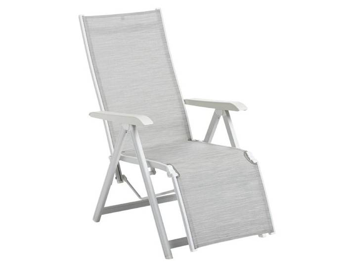 Kettler Basic Plus Relaxliege verstellbar Aluminium/Outdoorgewebe Weiß Hellgrau