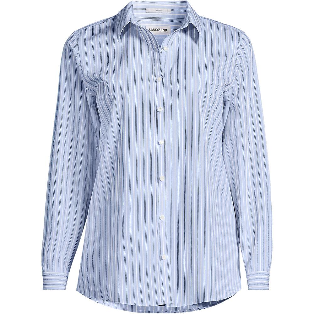 Bügelfreie Baumwoll-Bluse in Plus-Größe, Damen, size: plus, Blau, Baumwolle, by Lands' End