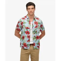 Superdry für Herren. M4010947A Blaues Hawaii-Hemd (M), Lässig, Baumwolle, Kurzarm