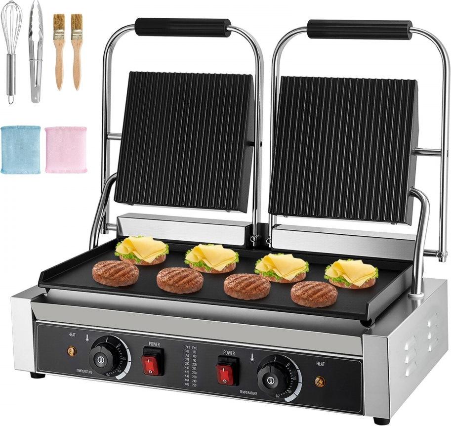 Panini Grill Sandwichmaker - Kommerzieller Grill mit 48x23cm Grillplatte - Paninimaker für Sandwiches
