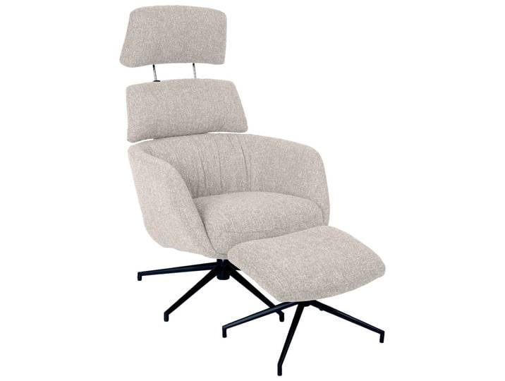 Dieter Knoll Sessel mit Hocker PABLO STYLE, beige, Stoff