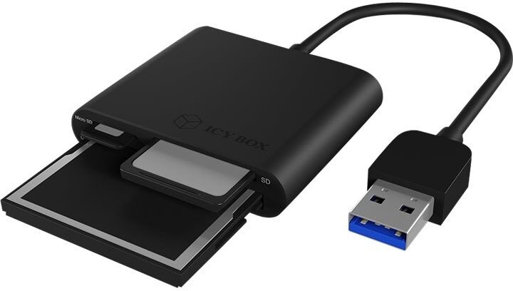 Icy Box minneskortläsare USB 3.0 med stöd för SD, microSD och CompactFlash