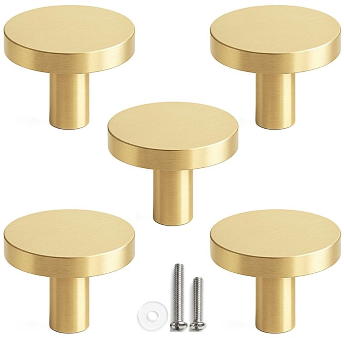 MSQDESIGN Kastknoppen Goud - Set van 5 Ronde Meubelknoppen van Metaal