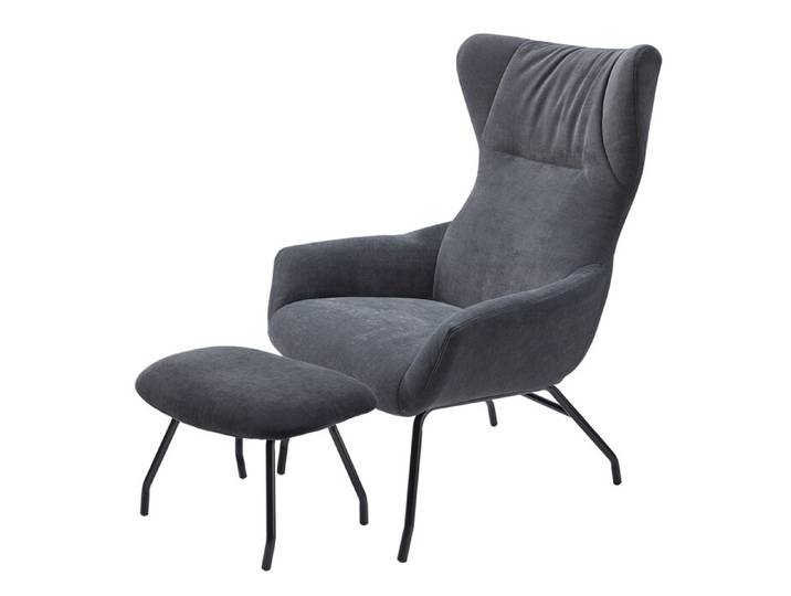 Lounge Sessel und Hocker Ribe grau, LS 80/ H 57xLS 108/ H 40xLS 79.5/ H 41 cm