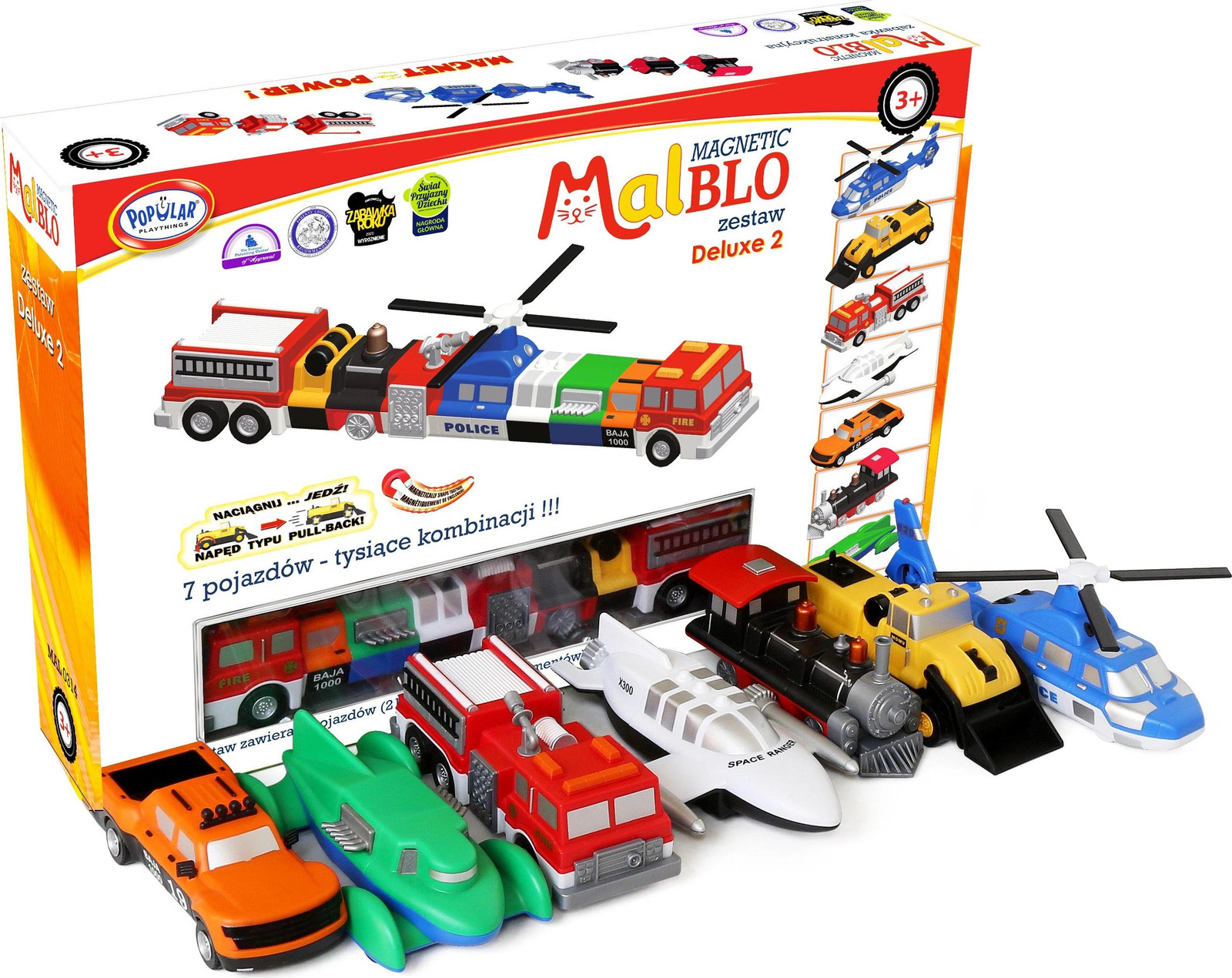 Popular Playthings Magnetische speelset Mix & Match voertuigset meerkleurig