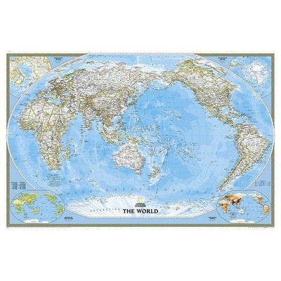 National Geographic World, Pacific Centered Wall Map - Classic (46 X 30.5 In), Karte von National Geographic Maps, National geographic,