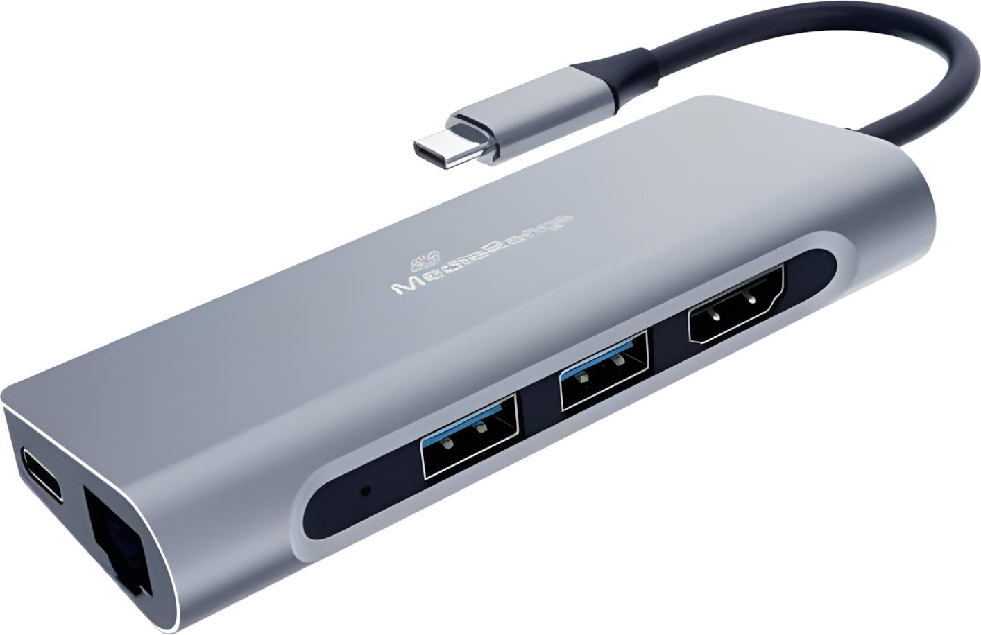MediaRange MRCS510 USB-hub, 1:6 verhouding, zilverkleurig
