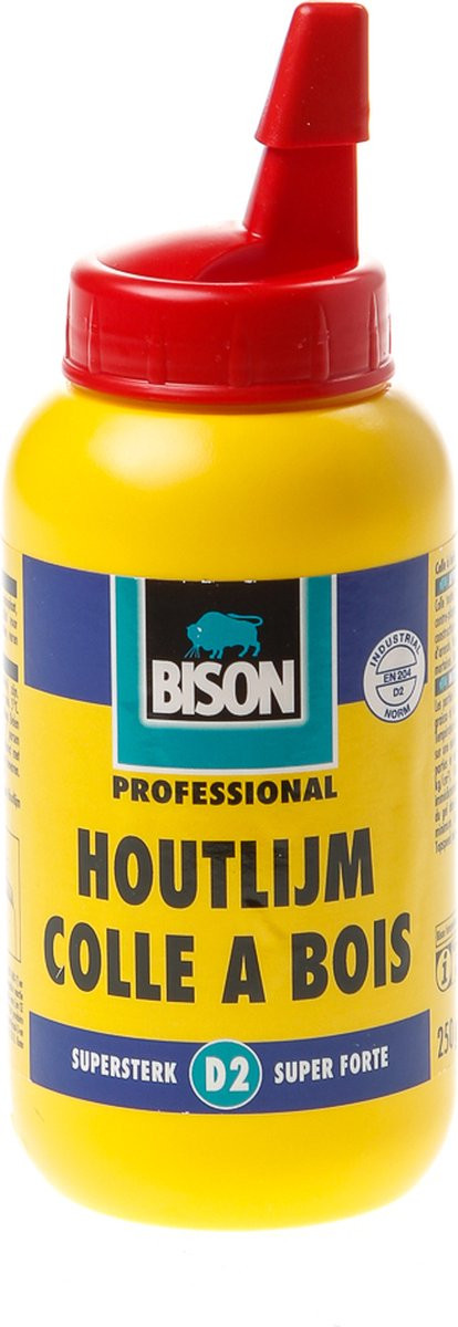 Bison Originele houtlijm flacon 250 gram - Vochtbestendige witte houtlijm, D2, oplosmiddelvrij en overschilderbaar