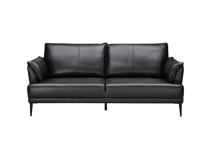 Mid.you 2-Sitzer-Sofa, Schwarz, Metall, Echtleder, Rindleder, 195x87x90 cm, Wohnzimmer, Sofas & Couches, Ledersofas