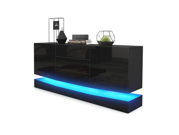 SIDEBOARD City Fronten in Schwarz Hochglanz