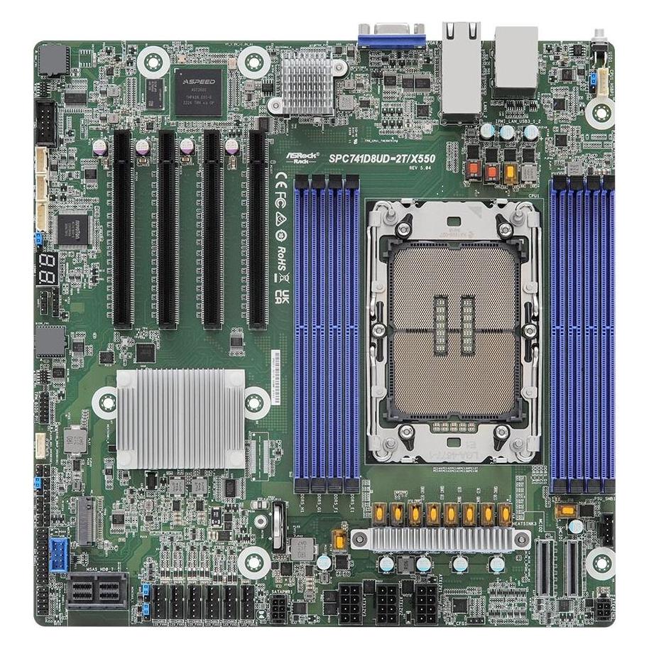 AsRock Mainboard SPC741D8UD-2T/X550 micro-ATX Sockel 4677 Single (LGA 4677, Intel C741, mATX) (SPC741D8UD-2T/X550)