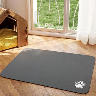 Happy Pet Pantry Non Slip Dog Cat Placemat, Messy Drinkers Mat For Food & Water Bowls, Fast Drying gray m