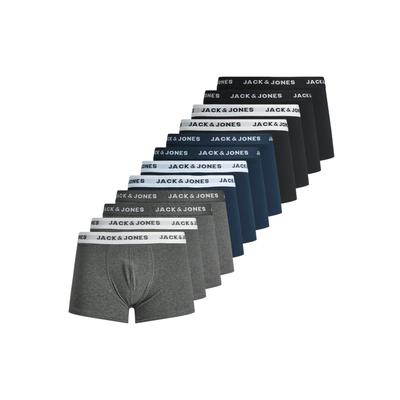 Boxershorts JACK & JONES "Boxershort JACSHADE SOLID TRUNKS 12P 12er Pack", Herren, Gr. XXL, bunt (schwarz, blau, grau), Obermaterial: 95% Baumwolle CO. 5% Elasthan EL., Unterhosen