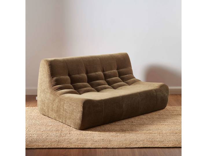 Banquette modulable 2 places velours marron