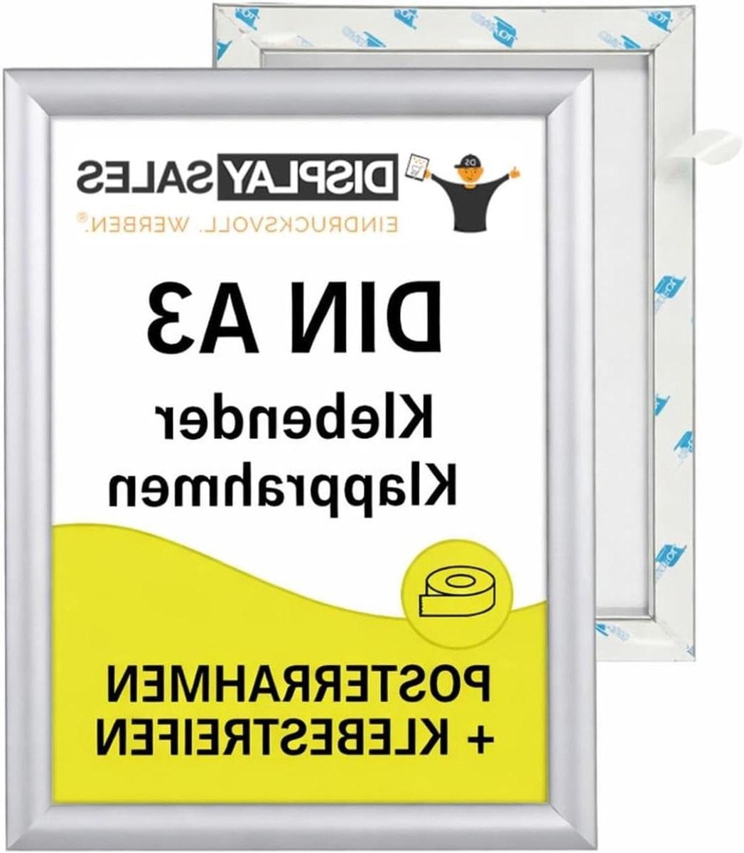 Zelfklevende aluminium vouwlijst voor posterpresentatie, DIN A3, Zilver