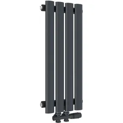 Emke Heizkörper, Ovaler Heizkörper, Anthrazit 60x24cm 177W Einlagig, Heizkörper, Schwarz